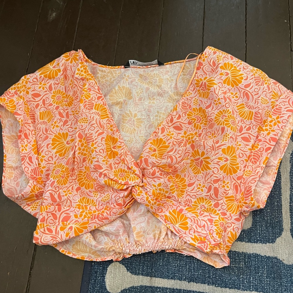 Zara colorful coral top xs